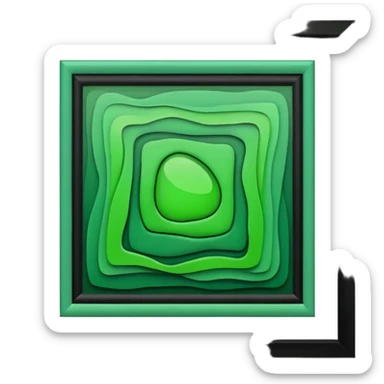 brown frame with green art sticker