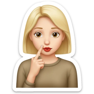 sneaky face with finger over lips sticker
