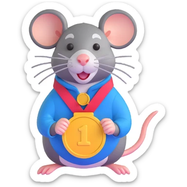 rat with a gold medal and ribbon sticker
