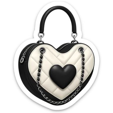 chanel white and black heart shape bag sticker