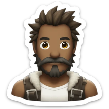 Cloud from Final fantasy 7 with a brown beard sticker