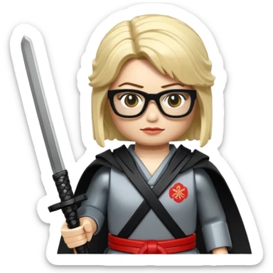 lego Samurai with glasses, Warrior in samurai armor, female, with katana sticker