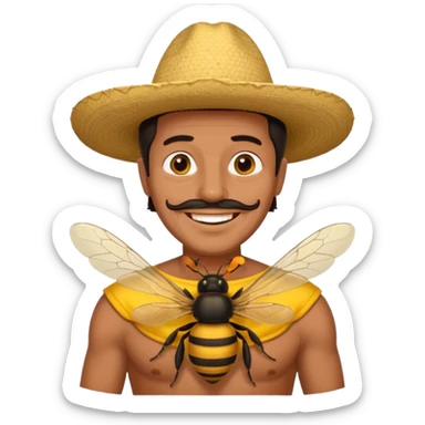 cabeza de señor mexicano, viejo, agregale un cuerpo de abeja, el pelo del señor hazlo oscuro sticker