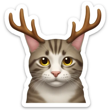 cat with moose antlers sticker
