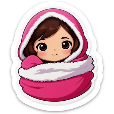 Girl wrapped in fuzzy blanket sticker
