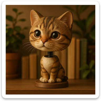 a cute cat with big eyes bobblehead style sticker