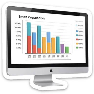 computer screen displaying a single presentation slide with a title line and a chart  sticker