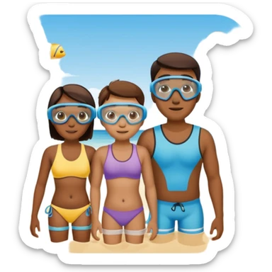 familia con gafas de snorkel sticker