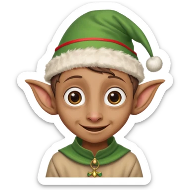 dobby the house elf from harry potter smiling and wearing a christmas elf hat sticker