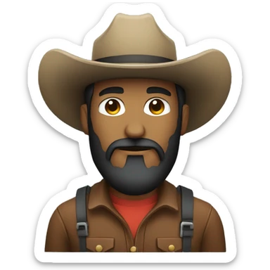 programmer with dark beard and a cowboy hat sticker