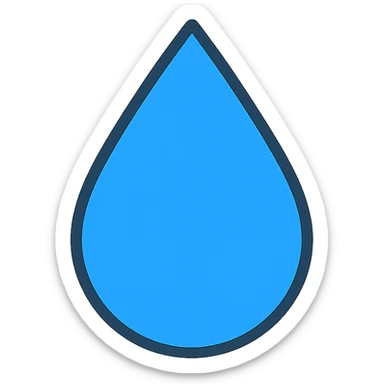 blue water droplet icon with black outlines sticker