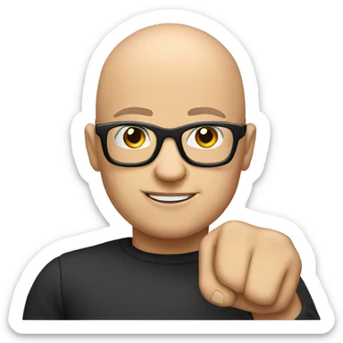 Bald person with glasses raising fist sticker