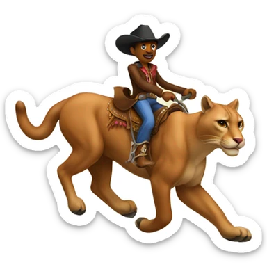 Cowboy riding a cougar  sticker