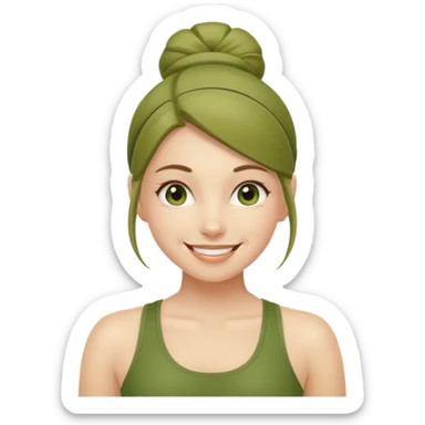 pilates girl in green olive set sticker