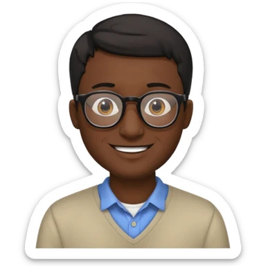 Emoli hombre con lentes poco cabello negro y nariz grande sticker