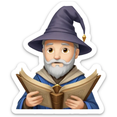 Old Scholar Wizard – gray beard, reading ancient scroll. sticker