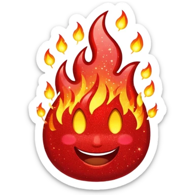 red glitter fire sticker