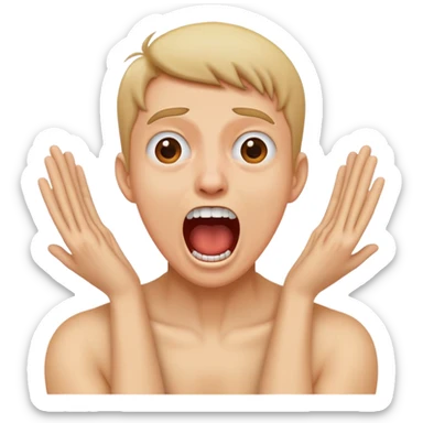 person grabbing their own neck and making a silly screaming face  sticker