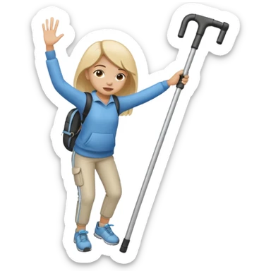 Girl dabbing with crutches on sticker