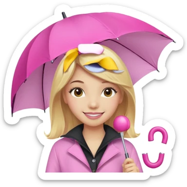 Girl with pink umbrella sticker
