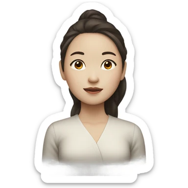 a girl with WHİTE skin LONG BROWN WAVY hair  chinese girl BROWN hair little nouse full lips LONG HAİR  sticker