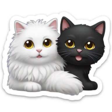 fluffy black cat and white cat sticker