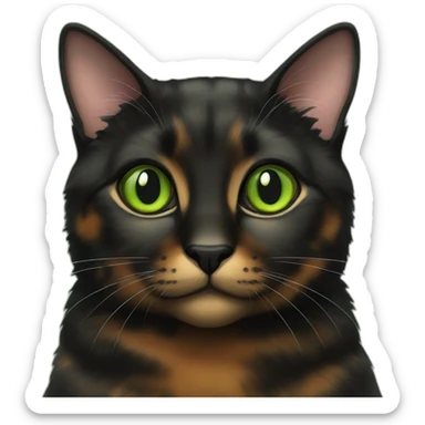 tortoiseshell black cat green eyes sticker