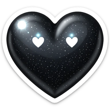 black sparkling heart sticker