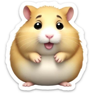 Fat hamster stuffing food in his mouth sticker