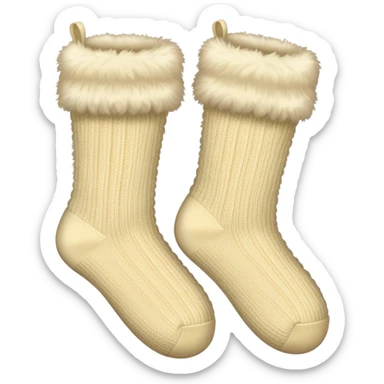 Cream fluffy socks sticker