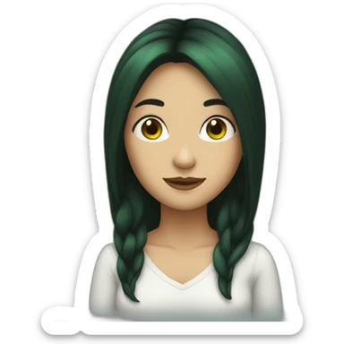 Green woman, long black hair sticker