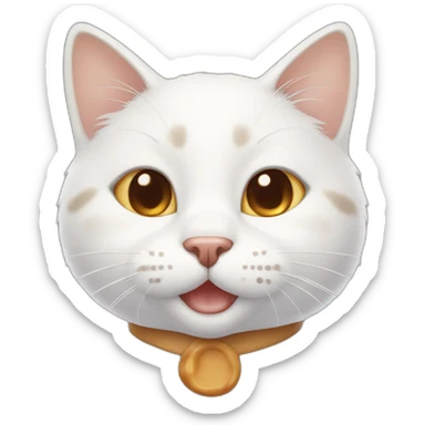 White cat with caramel spots smiling sticker
