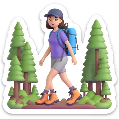Outdoorsy woman with hiking boots and forest background sticker