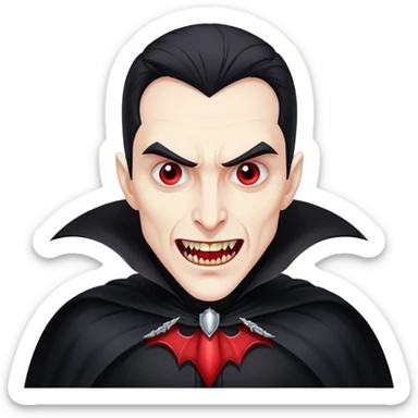 Dracula vampire with cape and fangs sticker
