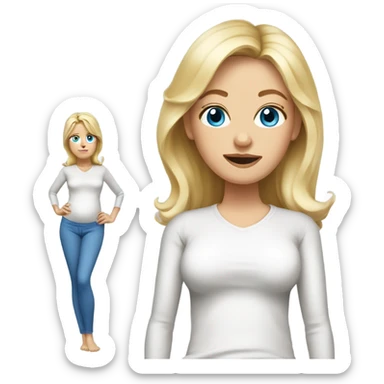 blue eyed blonde mom with posrtpartum sweats realitic sticker