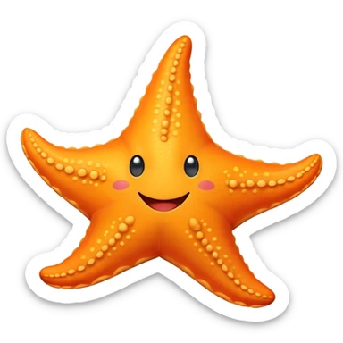 An orange starfish with a happy face smiles as it gently moves along the ocean floor sticker