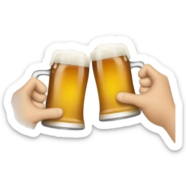 Apple emoji hands holding beer mugs making a toast sticker