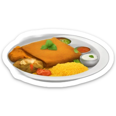 A plate with Indian food sticker