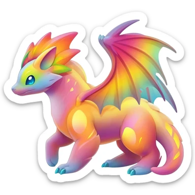Colorful Fruity Iridescent Warm-colored Tropical Exotic Vernid-Sergal-Trico-Silvally-Nargacuga-fusion-hybrid-animal-creature, full body sticker