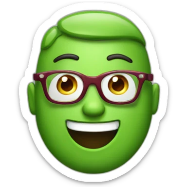 a man, green rubies on his head, waving hello, wearing glasses sticker