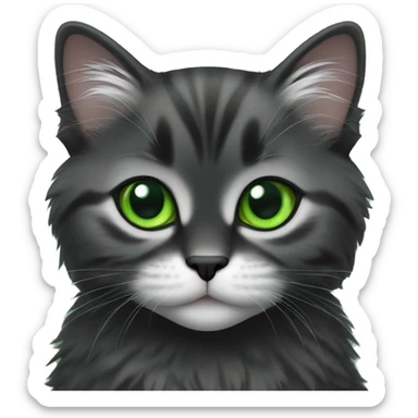 Black Siberian kitten with green eyes  sticker