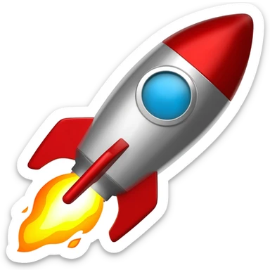 cohete con fuego sticker