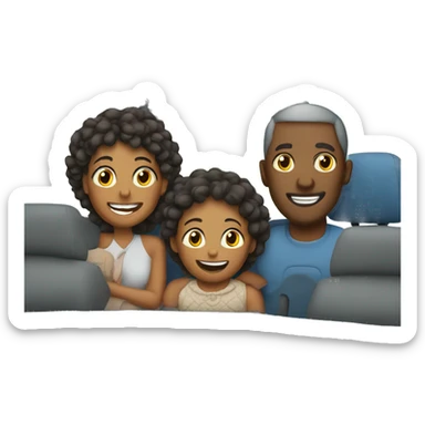 Family in a car for holiday sticker