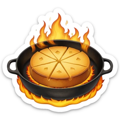 skillet with cornbread on fire sticker