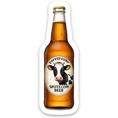 bottle of Spotted Cow beer with cow pattern label sticker