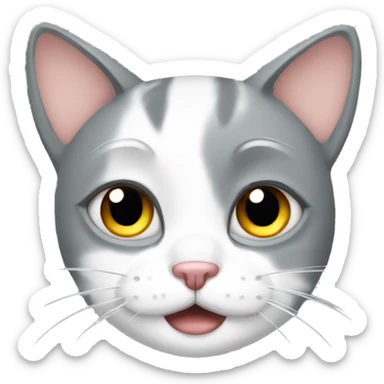 gray and white cat with tears on its face sticker