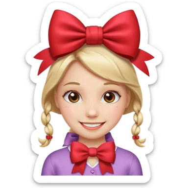 a girl with a bow sticker