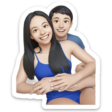 couple smiling in the sun sticker