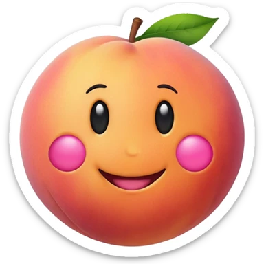 cute round peach with a smiley face sticker