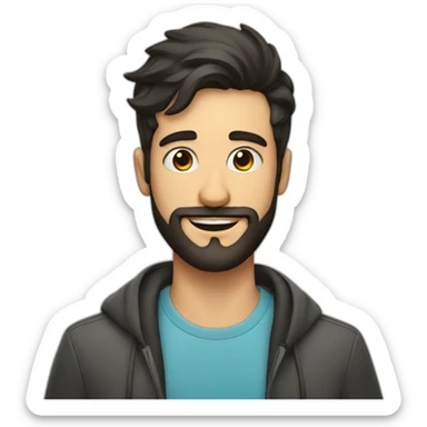 Face of dark haired man with beard and a banner behind his head celebrating his 30th birthday sticker